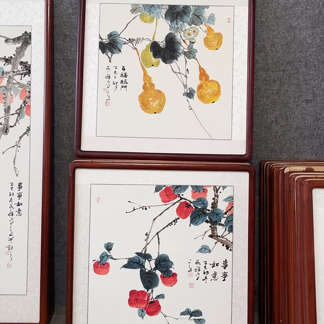 国画书画作品带框63×63