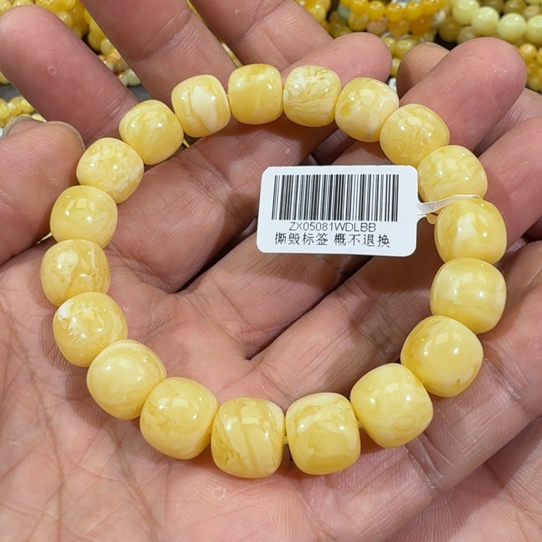 琥珀手链未镶嵌11.5m精工老型虎皮花蜡串17.9