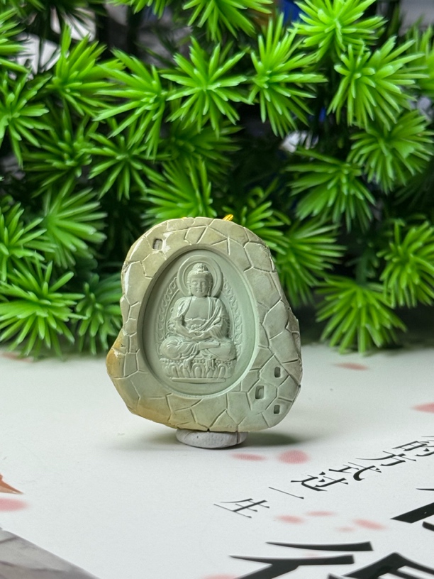 天然原矿绿松石石窟大日如来高瓷瓷釉级
