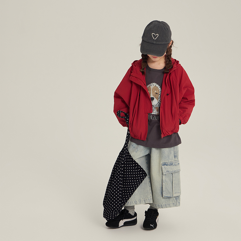 【新品】男女童休闲连帽夹克外套2025秋儿童百搭户外冲锋衣潮25F181