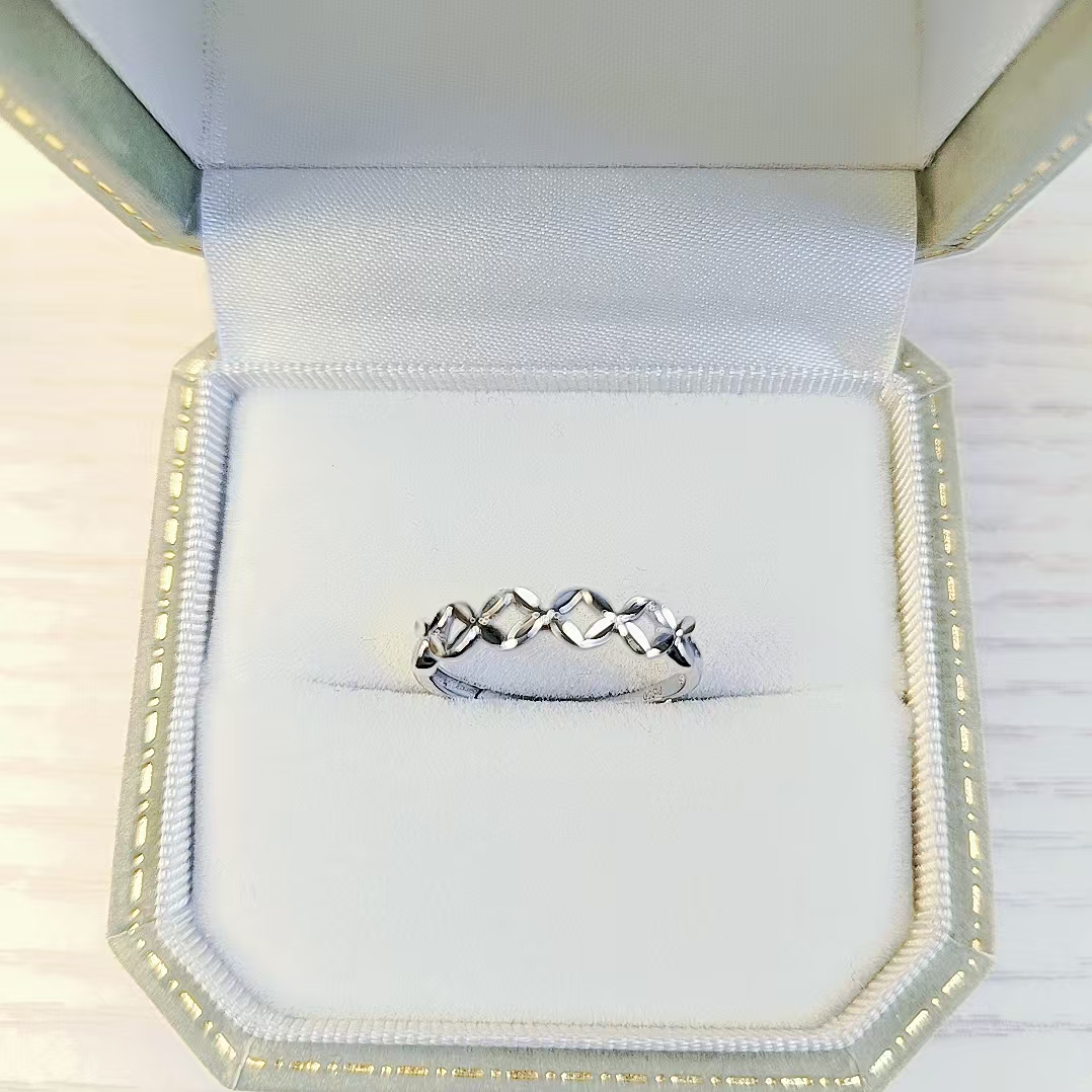 PT950 铂金  方形铜钱戒指气质时尚简约百搭个性