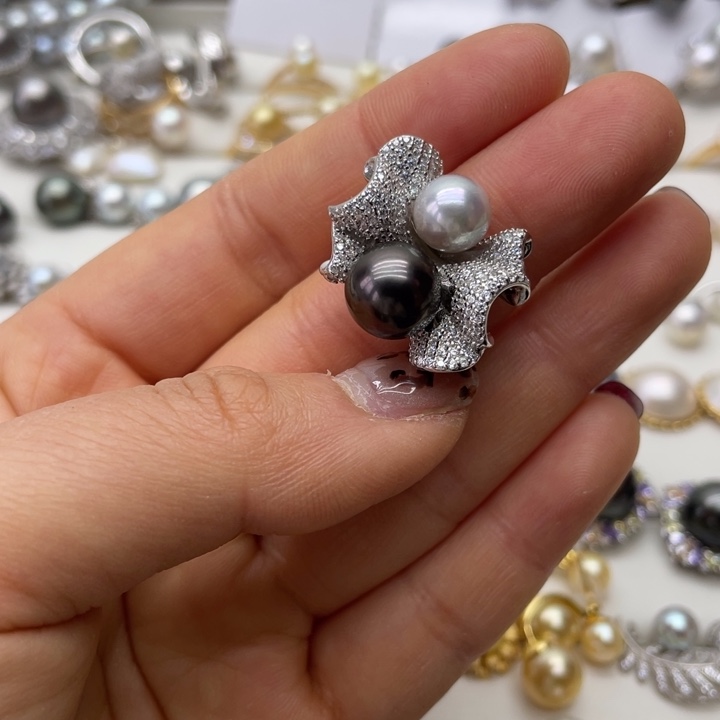 海水珍珠戒指银S925镶嵌