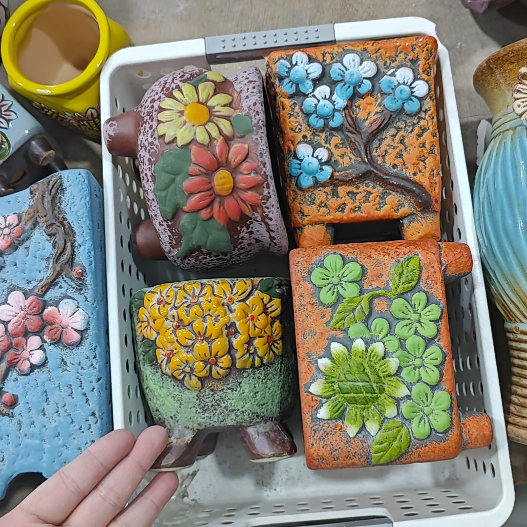 红陶吸水透气的白陶花盆凑满12发货