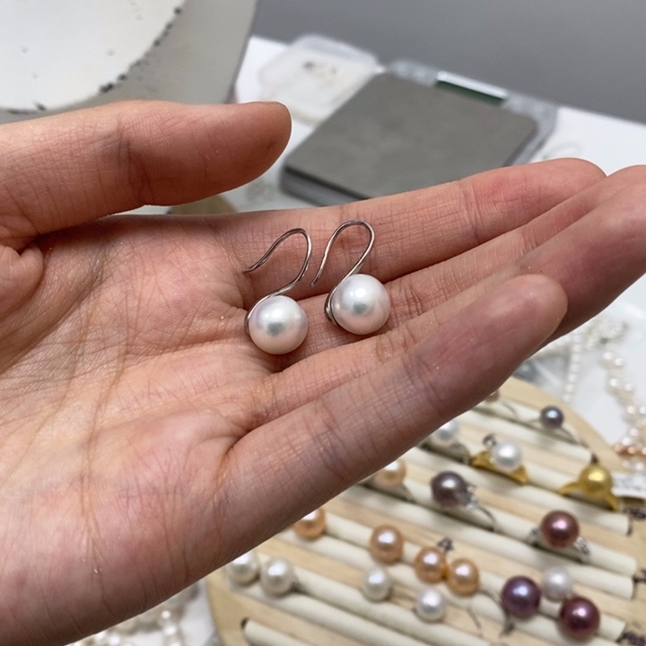 淡水珍珠高跟鞋耳钩10.2m银S925镶嵌