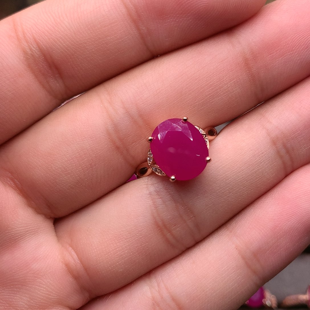 红宝石戒指银S925镶嵌