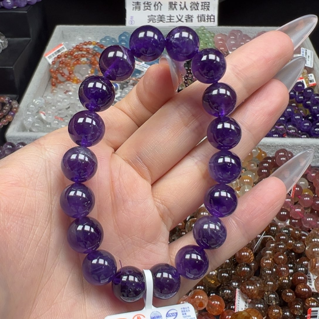 水晶未镶嵌手链卡10精品乌拉圭紫水晶78