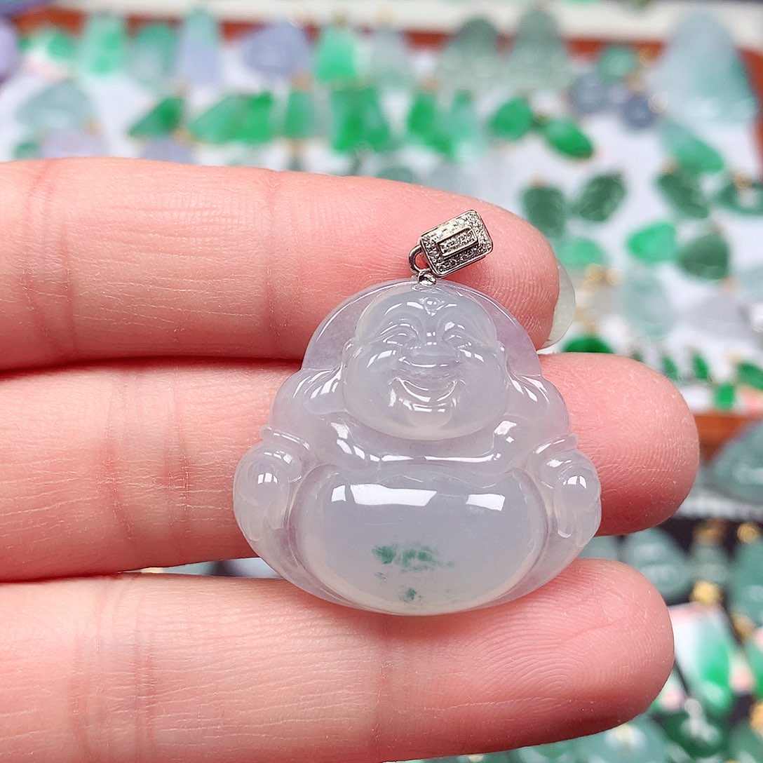 翡翠颈饰18K金镶嵌天然翡翠A货