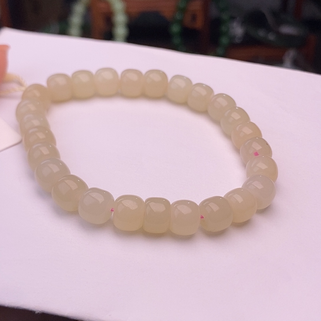 和田玉清货价熟藕粉老型手串8mm未镶嵌