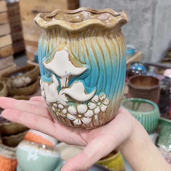有孔.凑单10元陶瓷花盆发货！