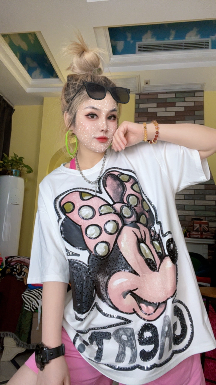 2025夏季可爱米奇印花时尚百搭女棉薄款短袖T恤9033