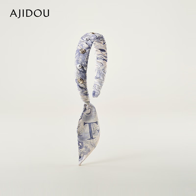 AJIDOU阿吉豆优雅印花发箍丝巾轻奢日系