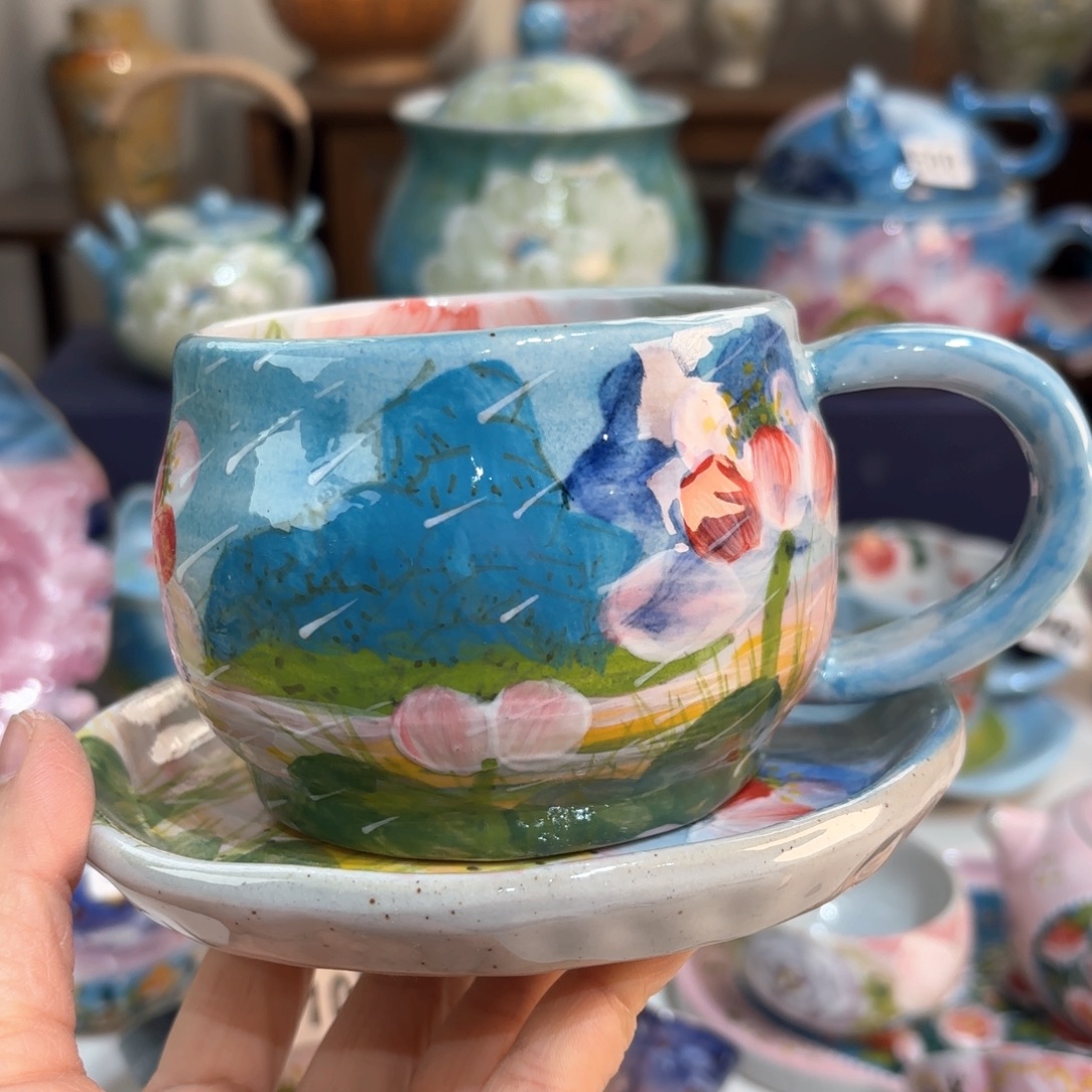 景德镇手绘高温釉下彩陶瓷茶具