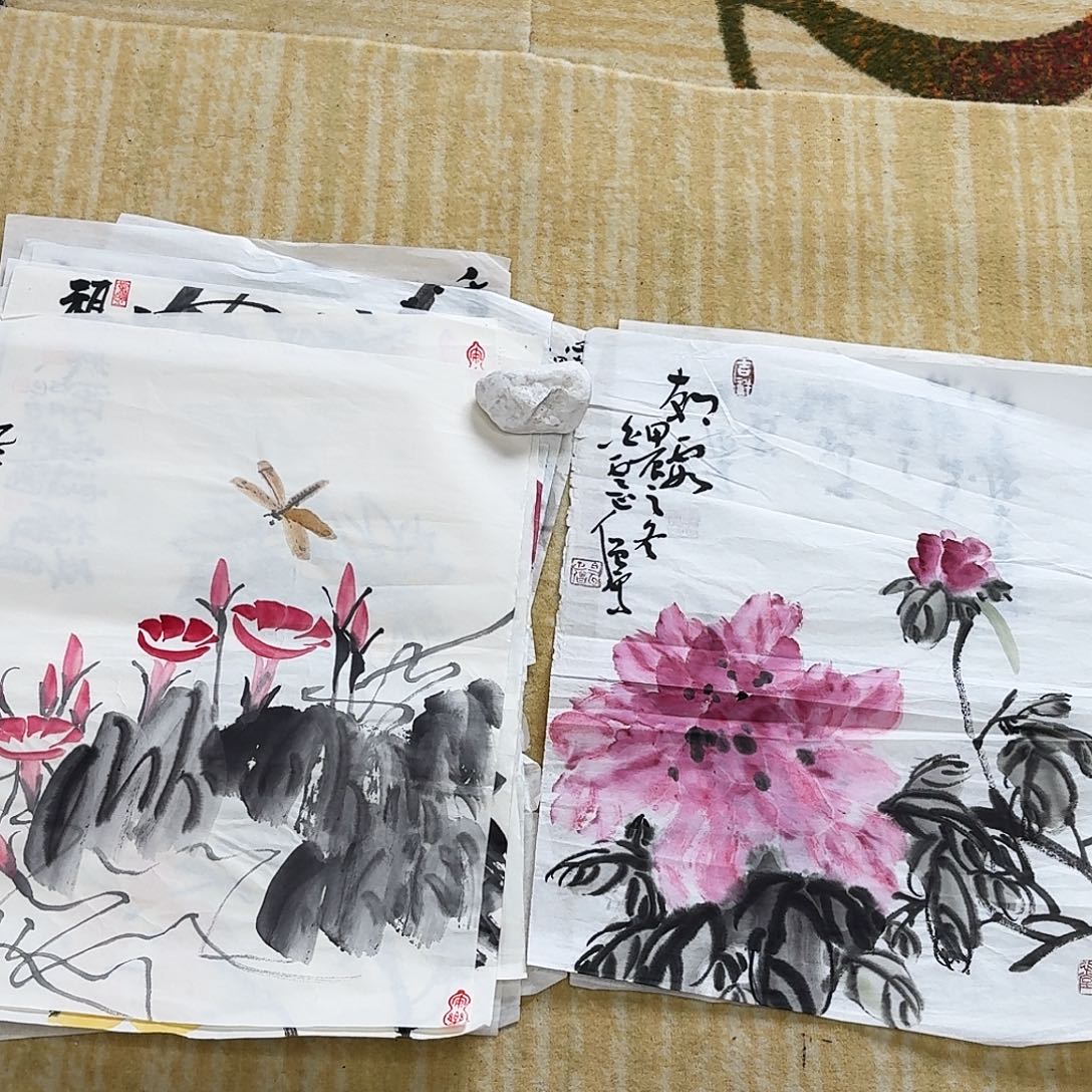 国画两张47.35 水墨国画