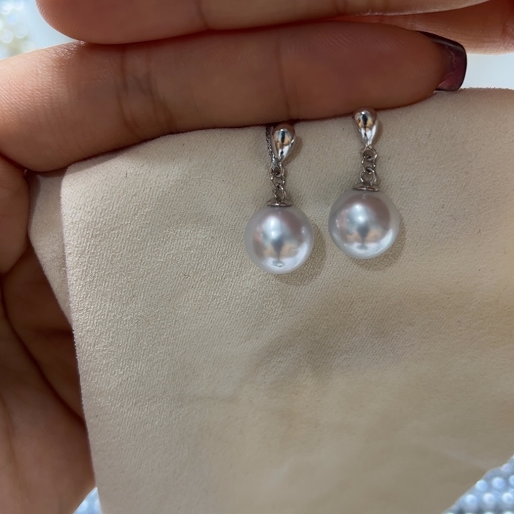 海水珍珠耳饰银S925镶嵌