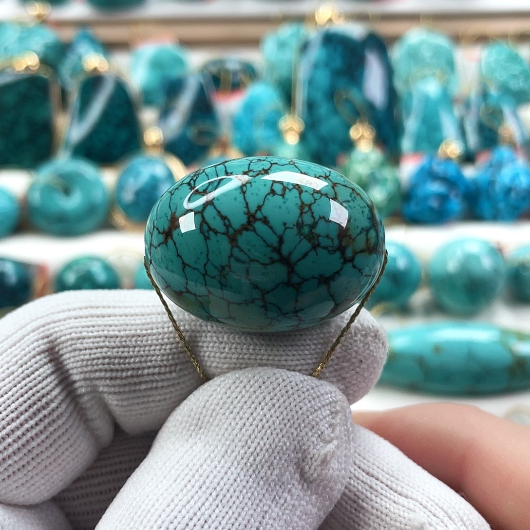 绿松石未镶嵌车挂直径22.7