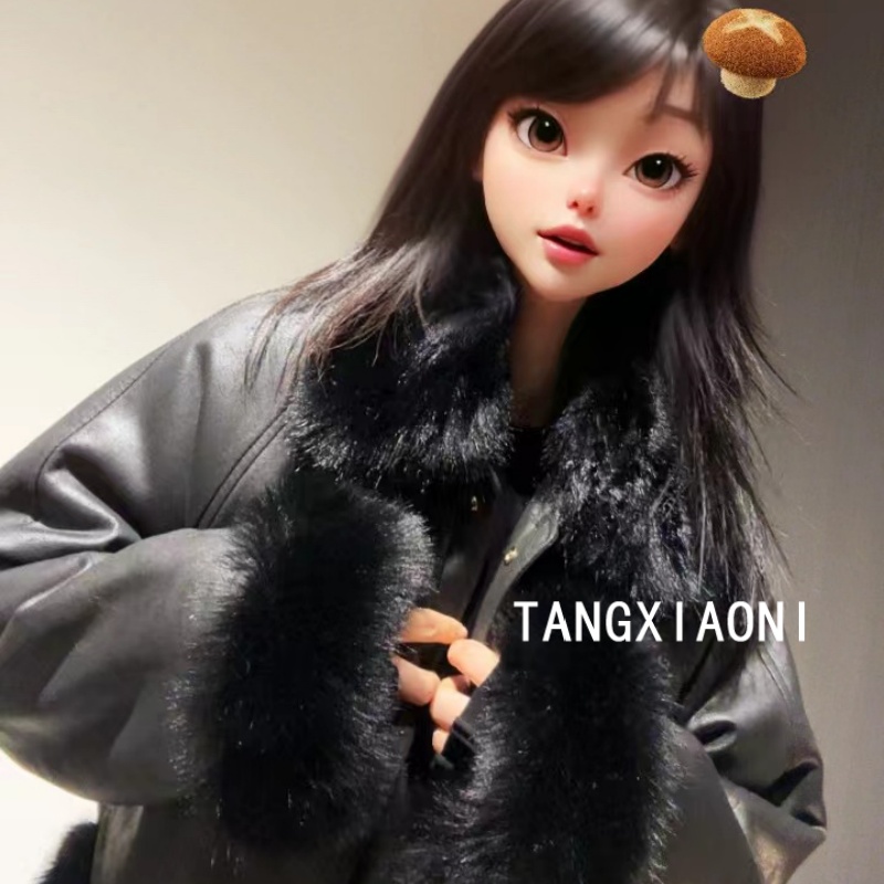 2店【黑色洛丽塔】重磅草草毛毛球外套