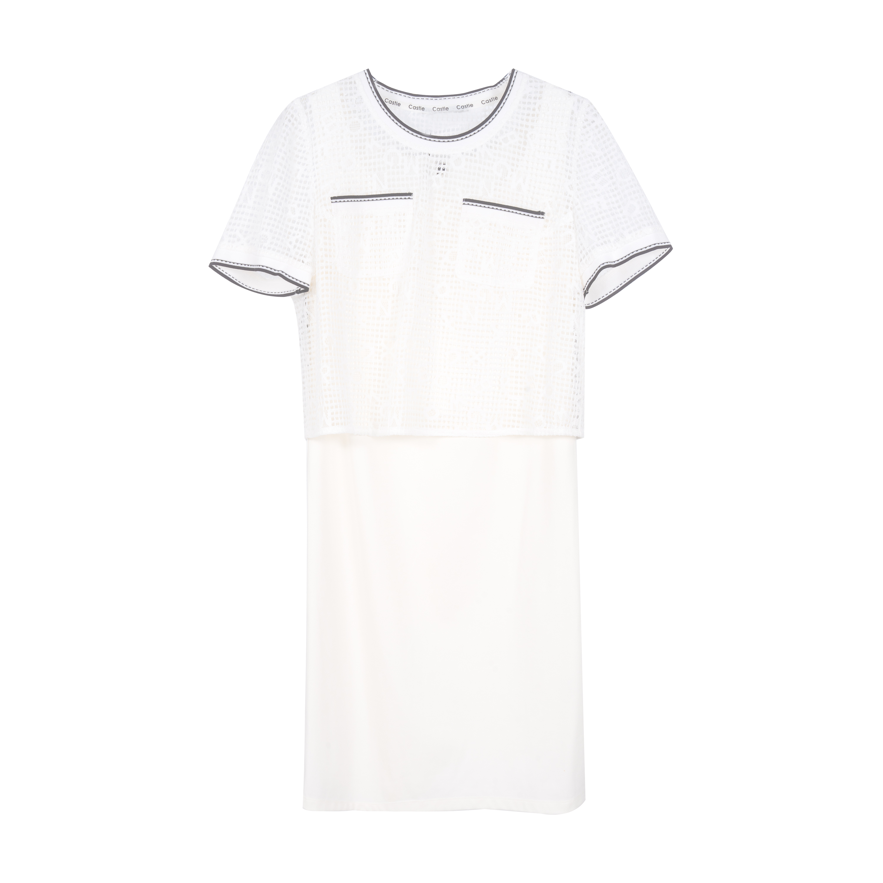 【籽言严选】她翼夏季中腰短袖镂空松弛感连衣裙AA1222322608ABY