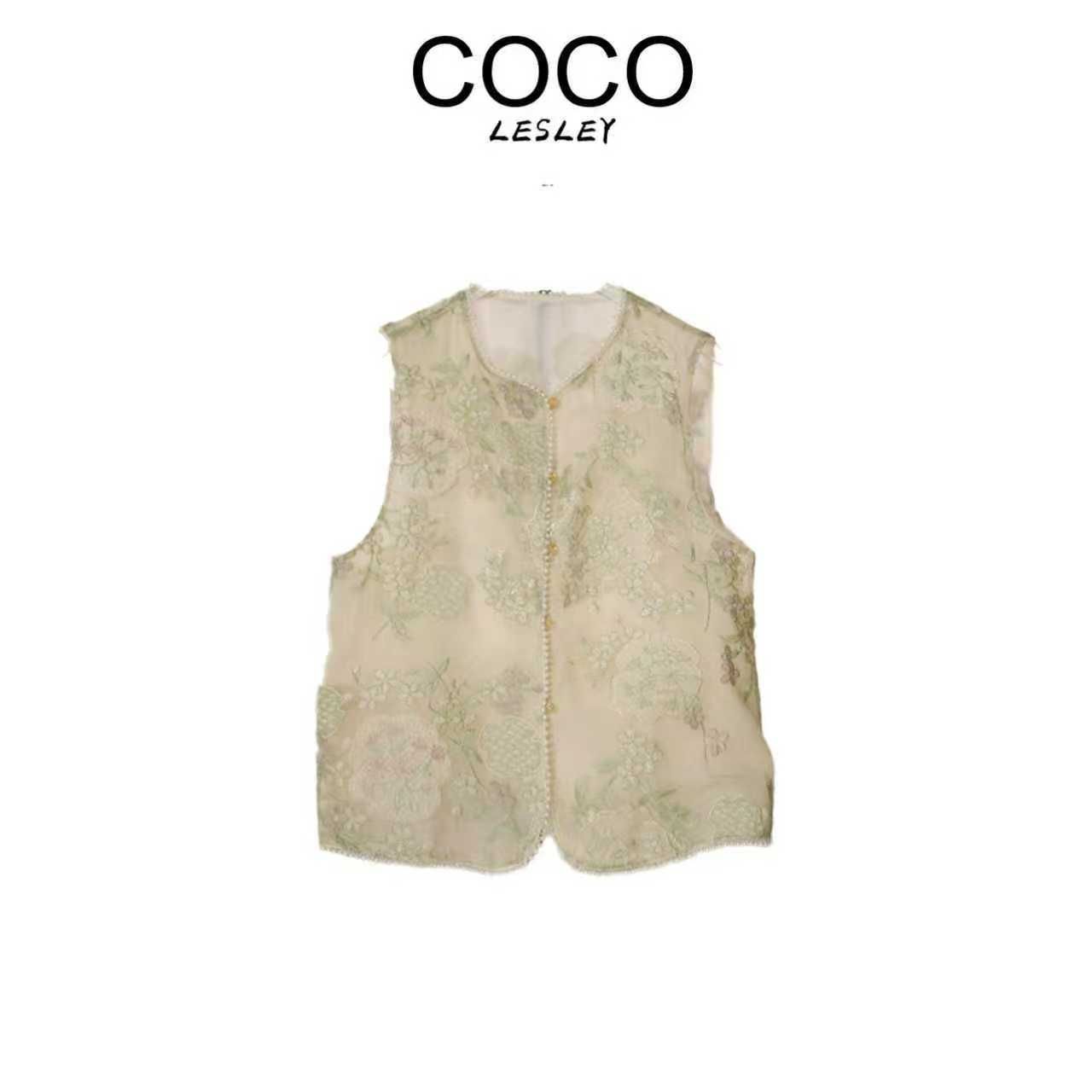 法式蕾丝提花马甲女马夹薄款马甲休闲立体网红复古