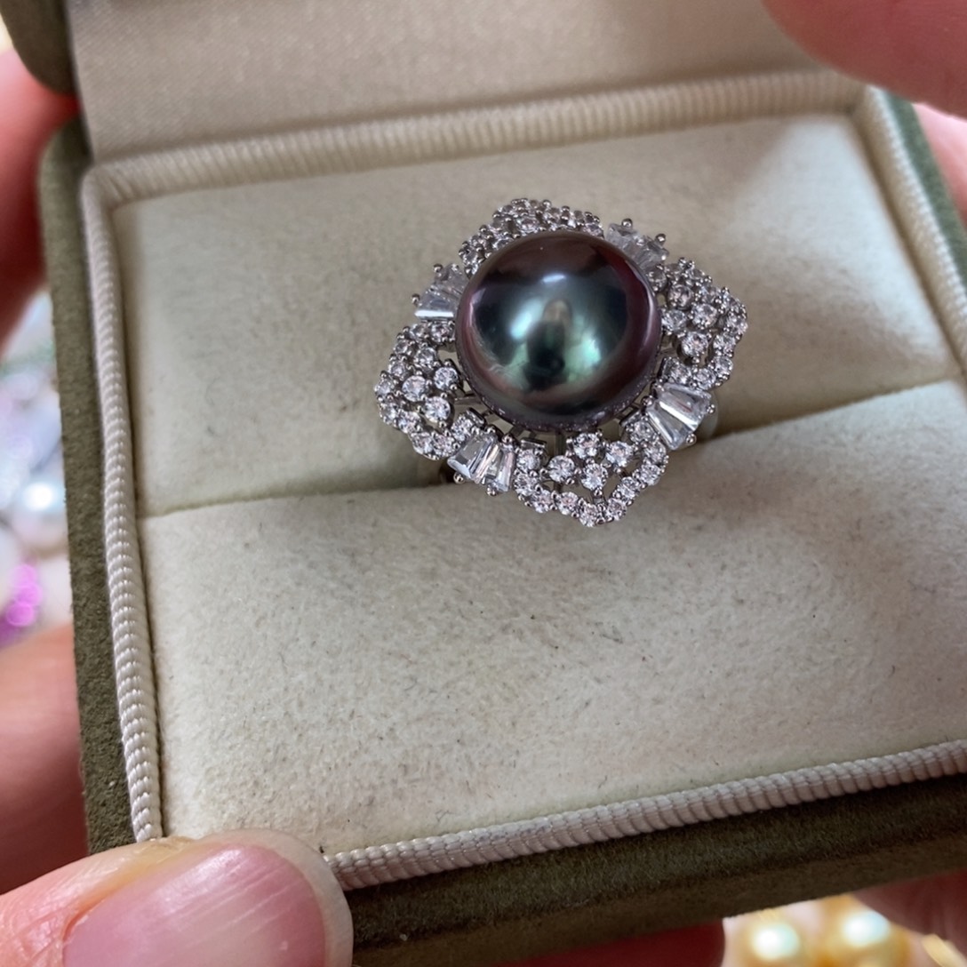 海水珍珠戒圈银S925镶嵌