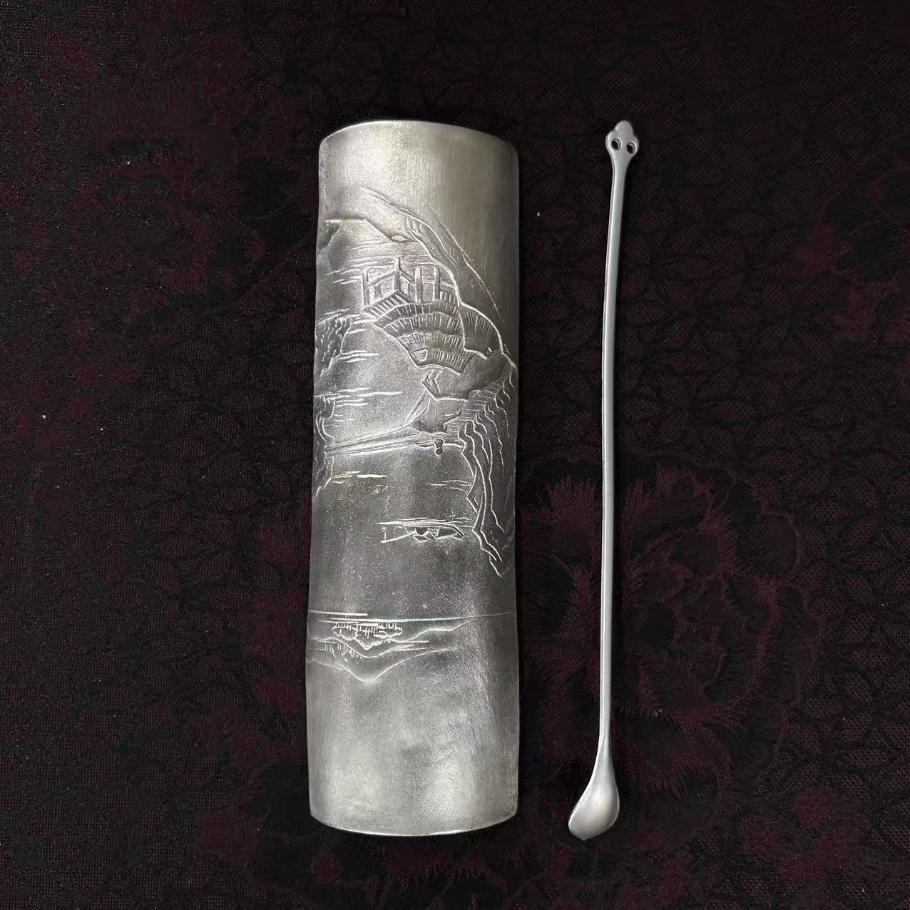 【老黑】纯锡茶则林间小屋茶道零配（老锡025）