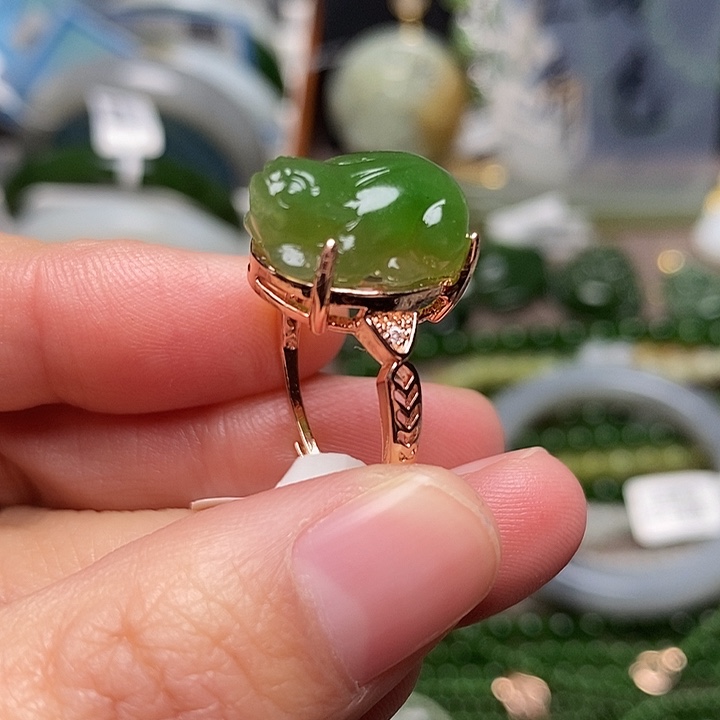 和田玉银S925镶嵌戒指