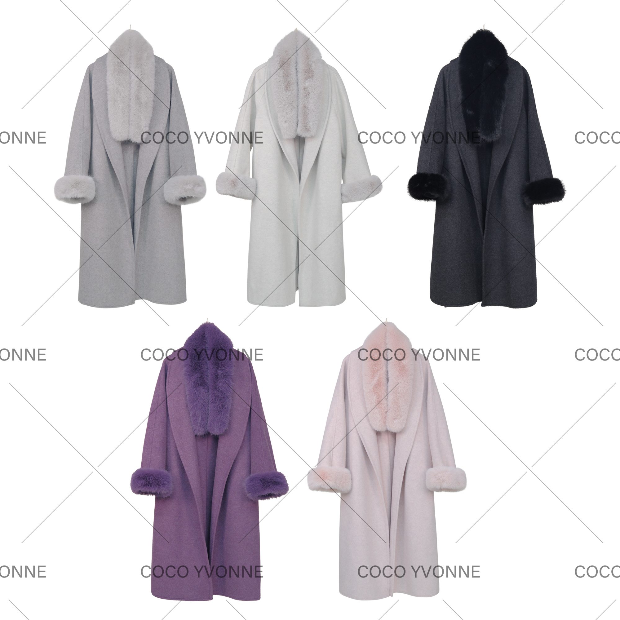 COCO YVONNE秋冬女毛呢外套慵懒可拆卸呢大衣时尚长款高奢冬季