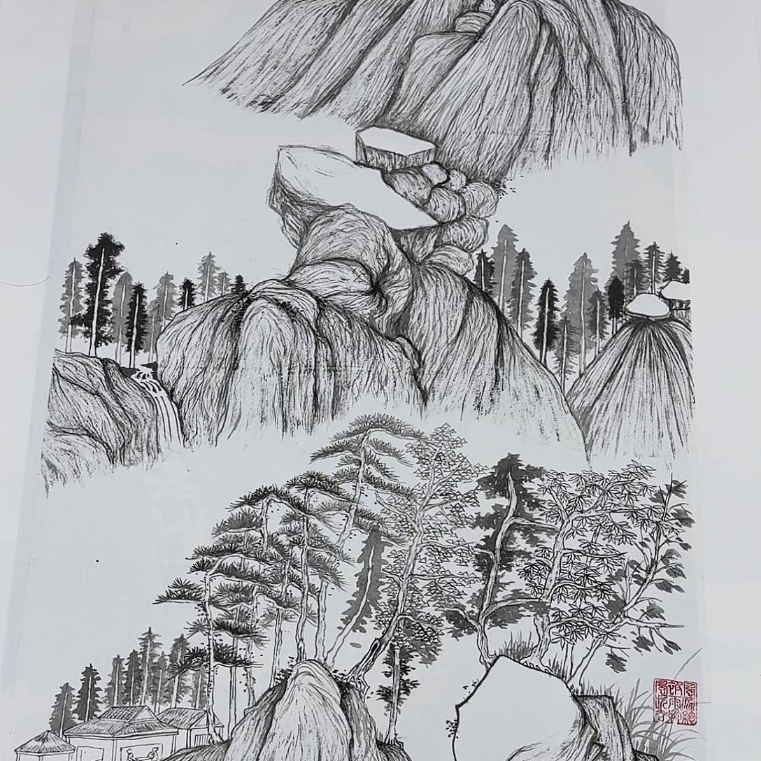 国画三尺山水一张