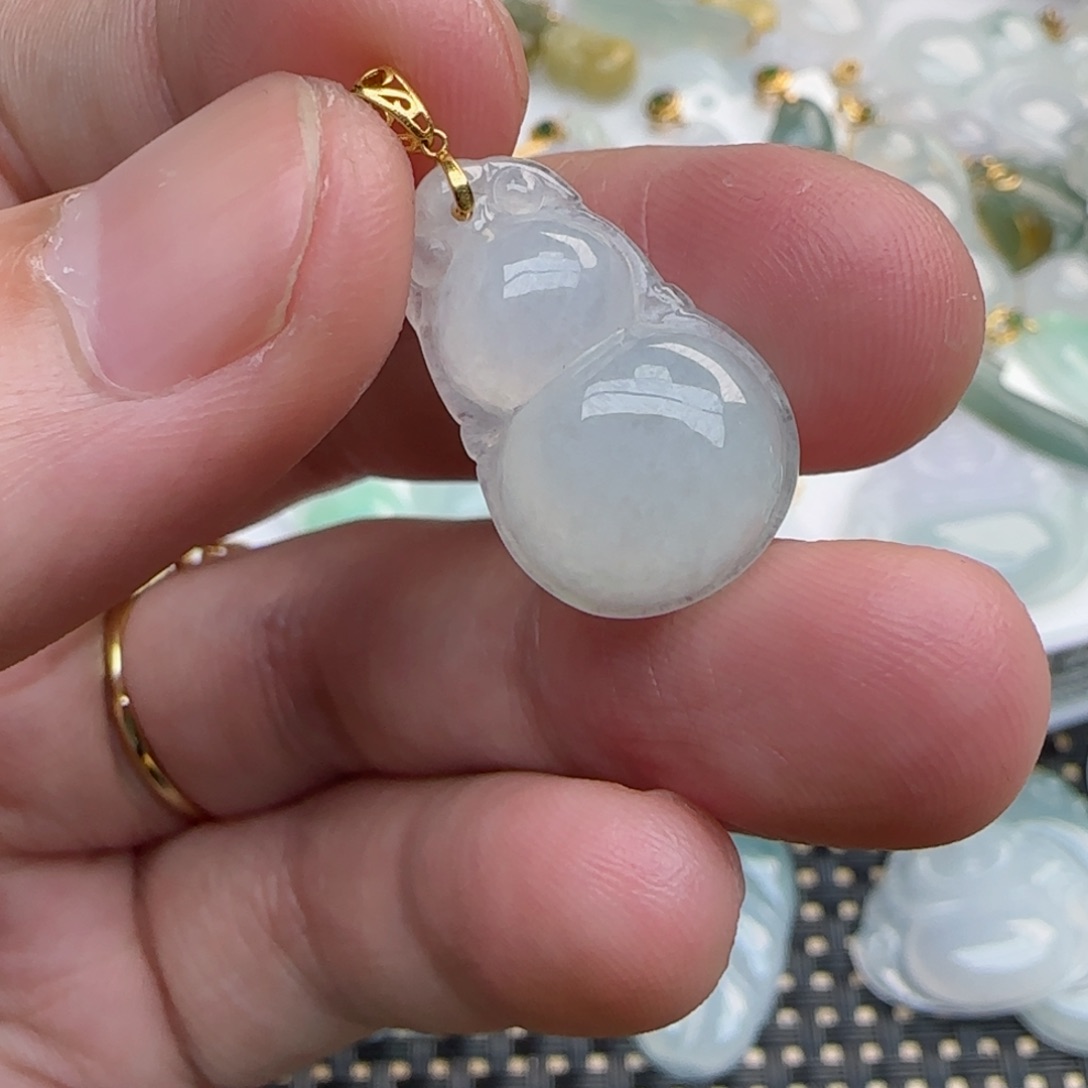 【闪购商品】翡翠吊坠(不含链)18K金镶嵌葫芦