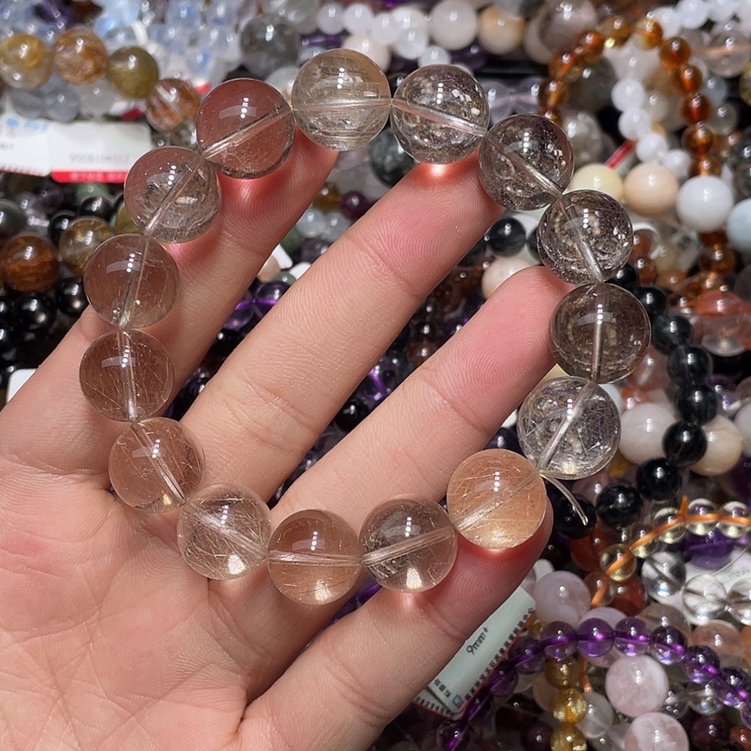 水晶未镶嵌手链彩发晶14+拍2发一