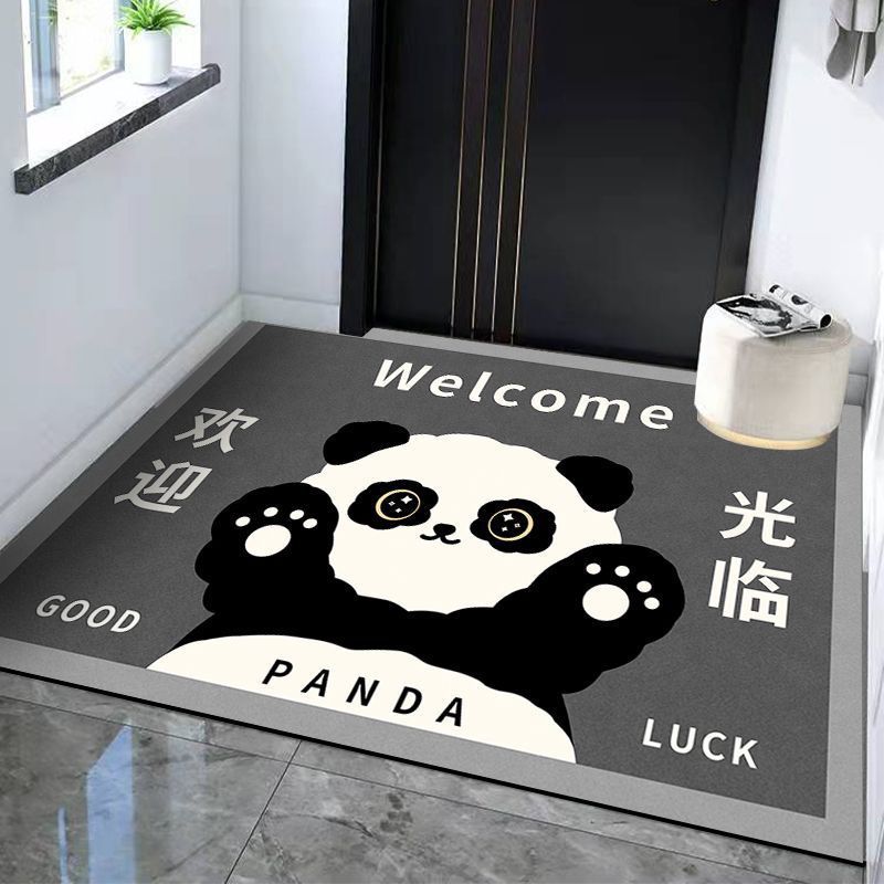 硅藻泥吸水入户门地垫灰色卡通防滑速干门垫家用进门玄关耐脏脚垫
