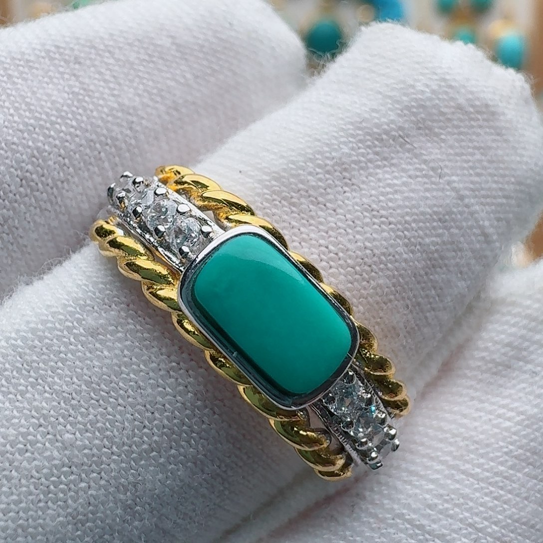 绿松石银S925镶嵌戒指