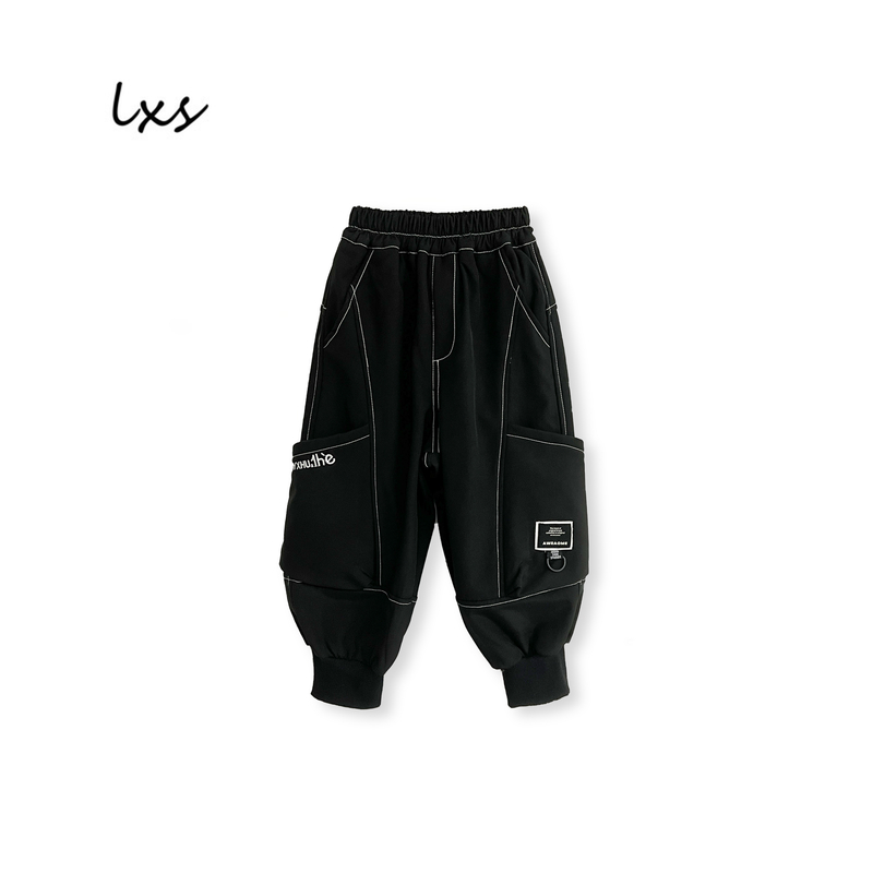 鹿小生童装秋冬新款加绒工装裤子韩版潮流洋气潮款休闲卫裤Q159