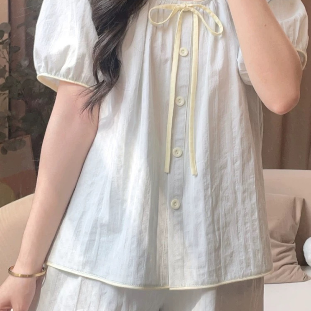 短袖短裤睡衣女春秋款纯棉女大码全棉家居服夏天薄款女士套装