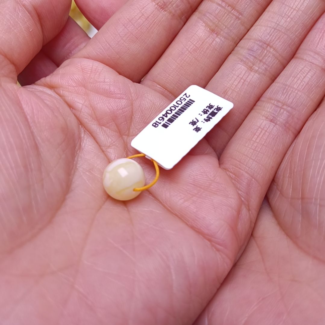 蜜蜡裸石未镶嵌小*俄料蜜蜡金瓷白10单珠
