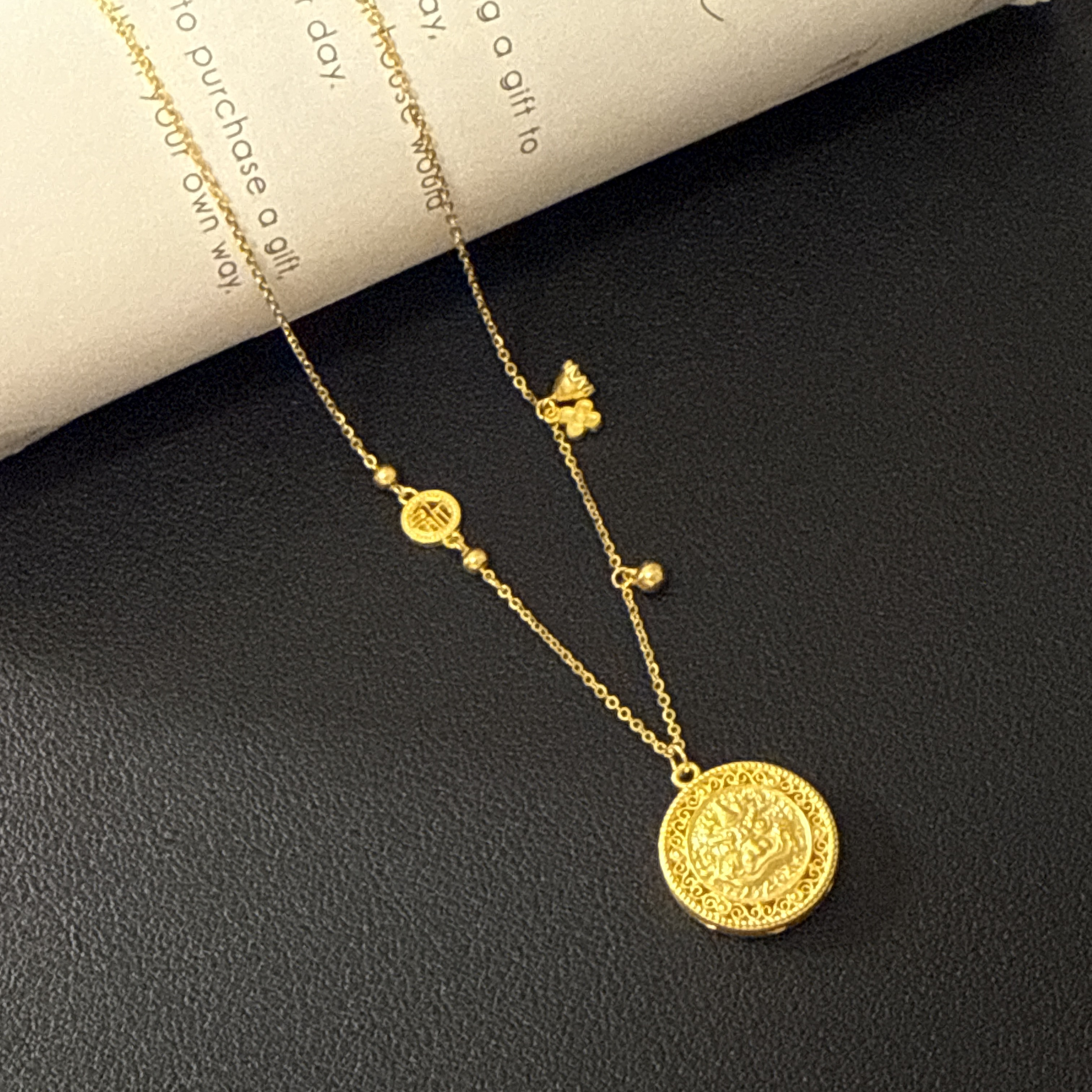 5G工艺【福字黄财财黄金项链】足金999