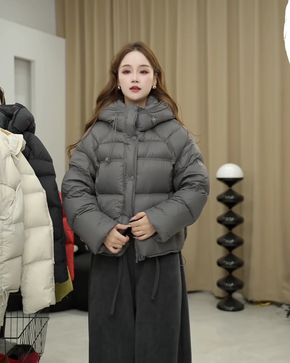 【H033】冬季新款气质百搭短款连帽女装羽绒服外套绒子含量90%li