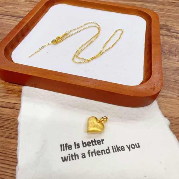 拉丝爱心18k金吊坠