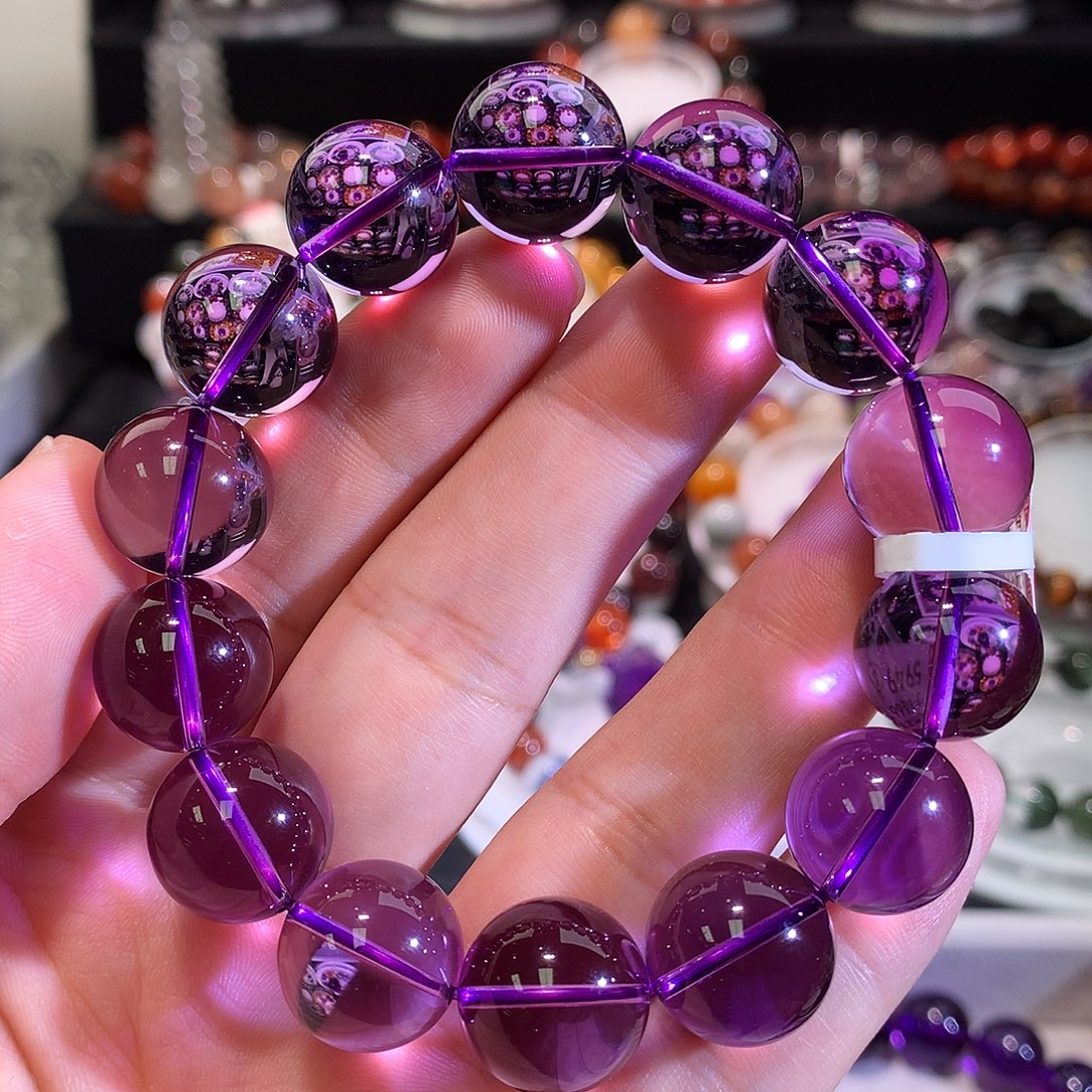 水晶未镶嵌手链巴西紫水晶仙女紫15+