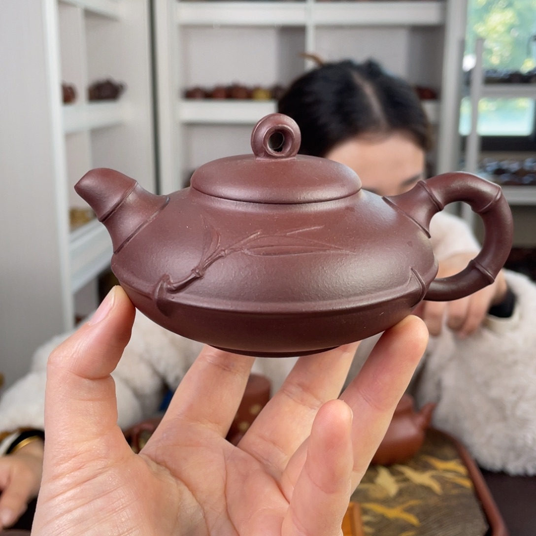 紫砂茶壶老底槽清合欢贴竹200cc