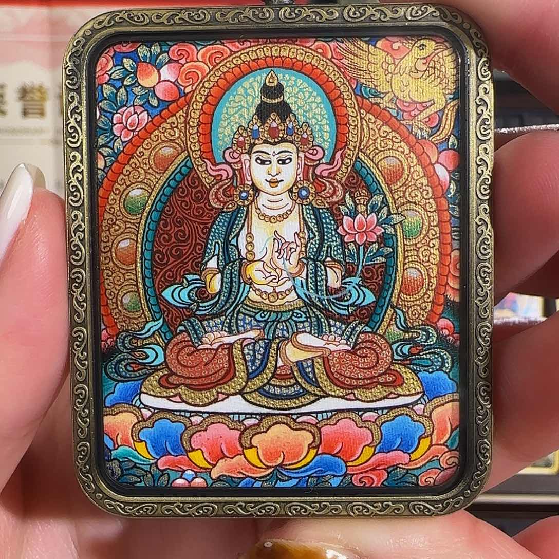 装裱画纯手绘天然矿料 大势至 普华东智绘