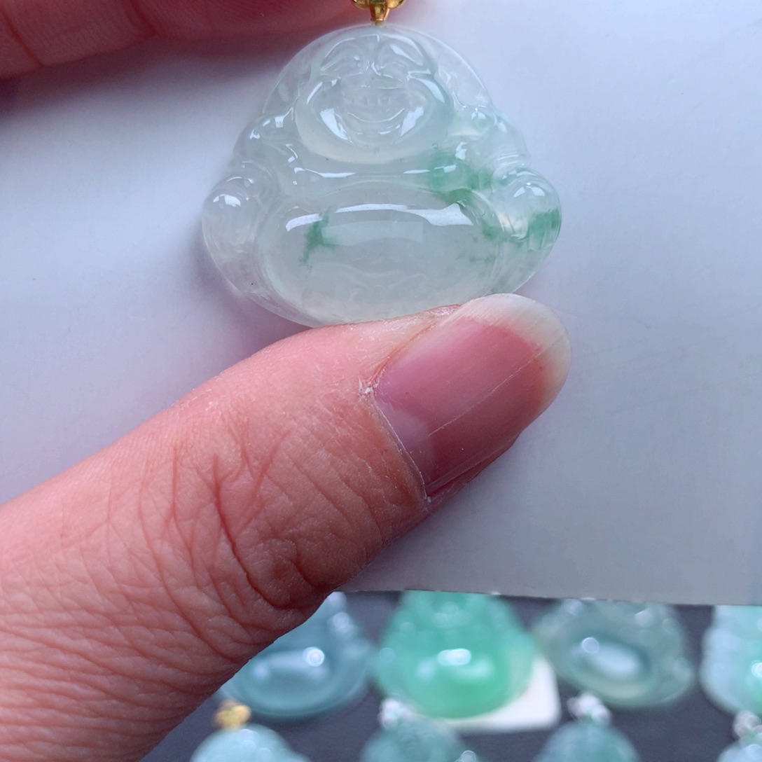 翡翠吊坠(不含链)18K金镶嵌