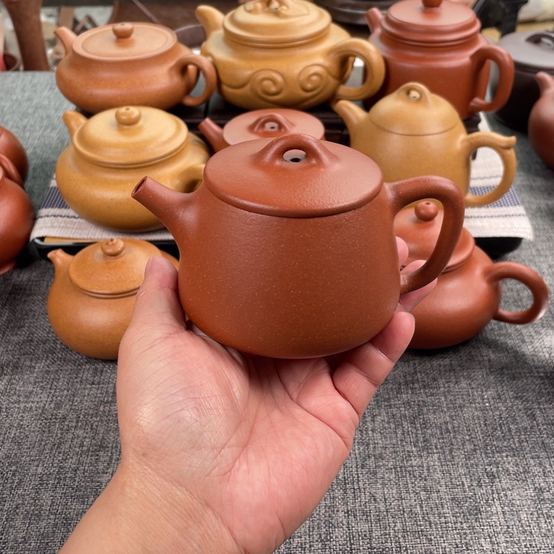 紫砂茶壶红降坡高石瓢半手40目180