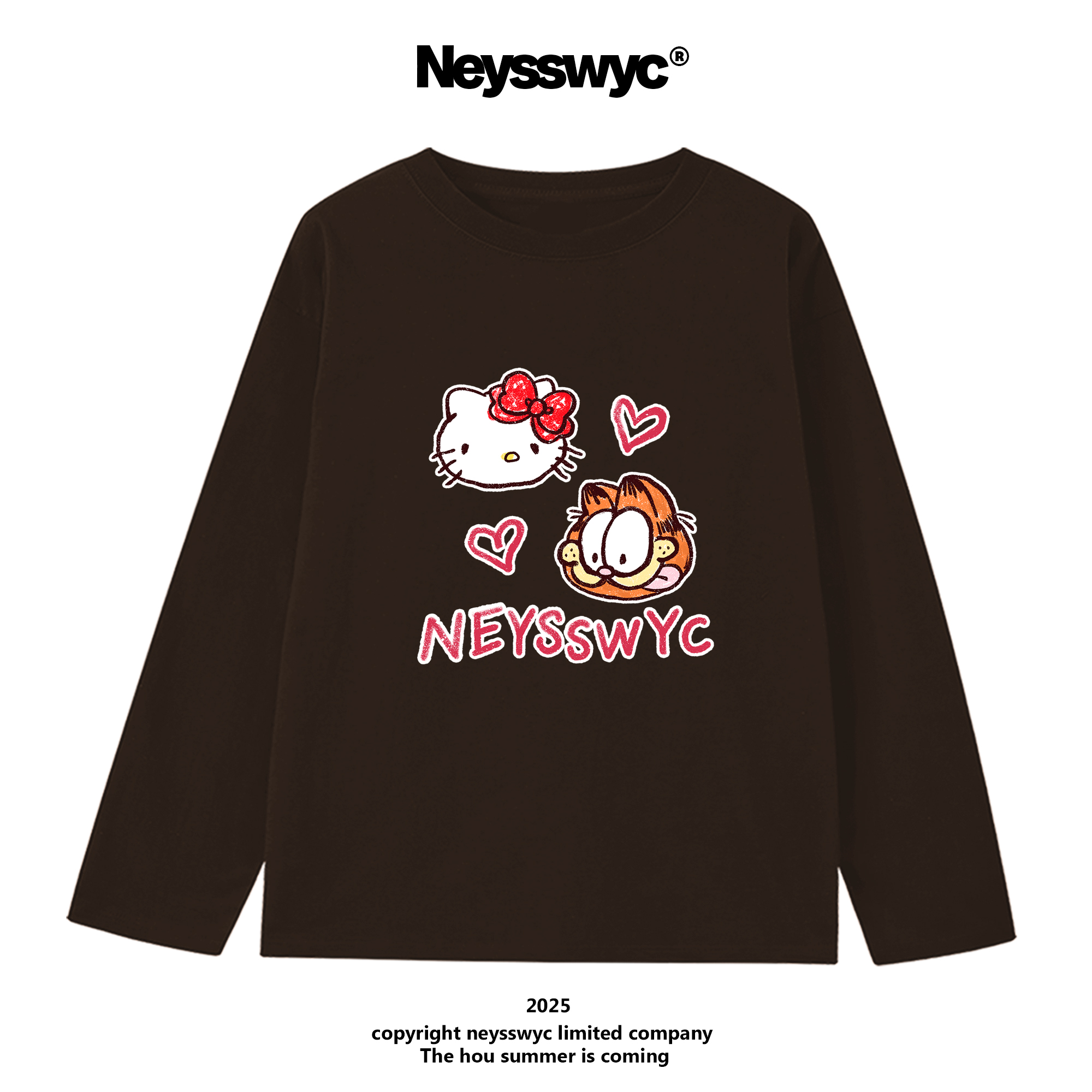 NEYSSWYC 【售完不补】巧克力长袖T恤可爱ins春秋冬宽松休闲圆领
