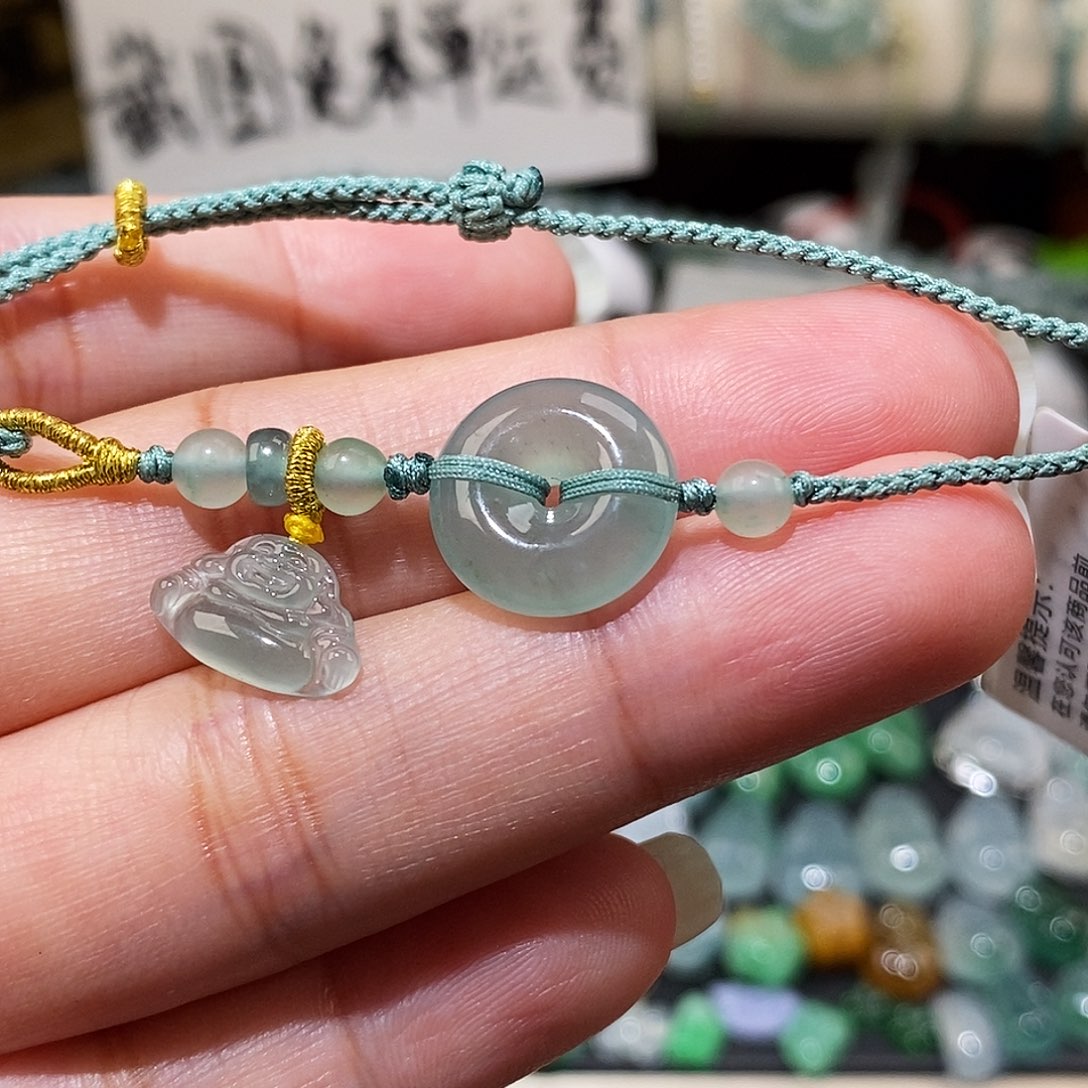 翡翠未镶嵌颈饰平安扣➕佛公手绳15