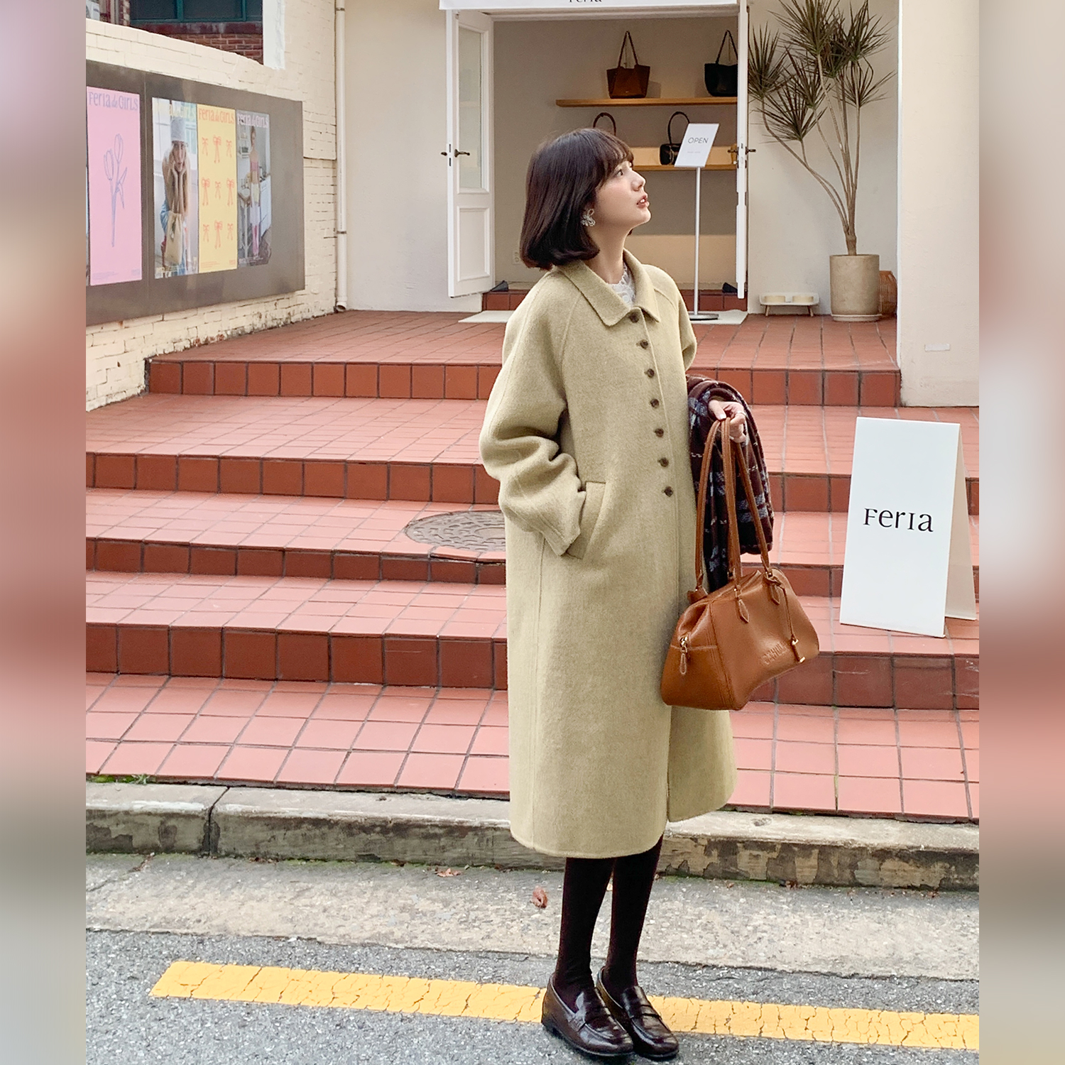 现货-【92折】【香缇咖啡馆】FS512W014翻领单排扣大衣