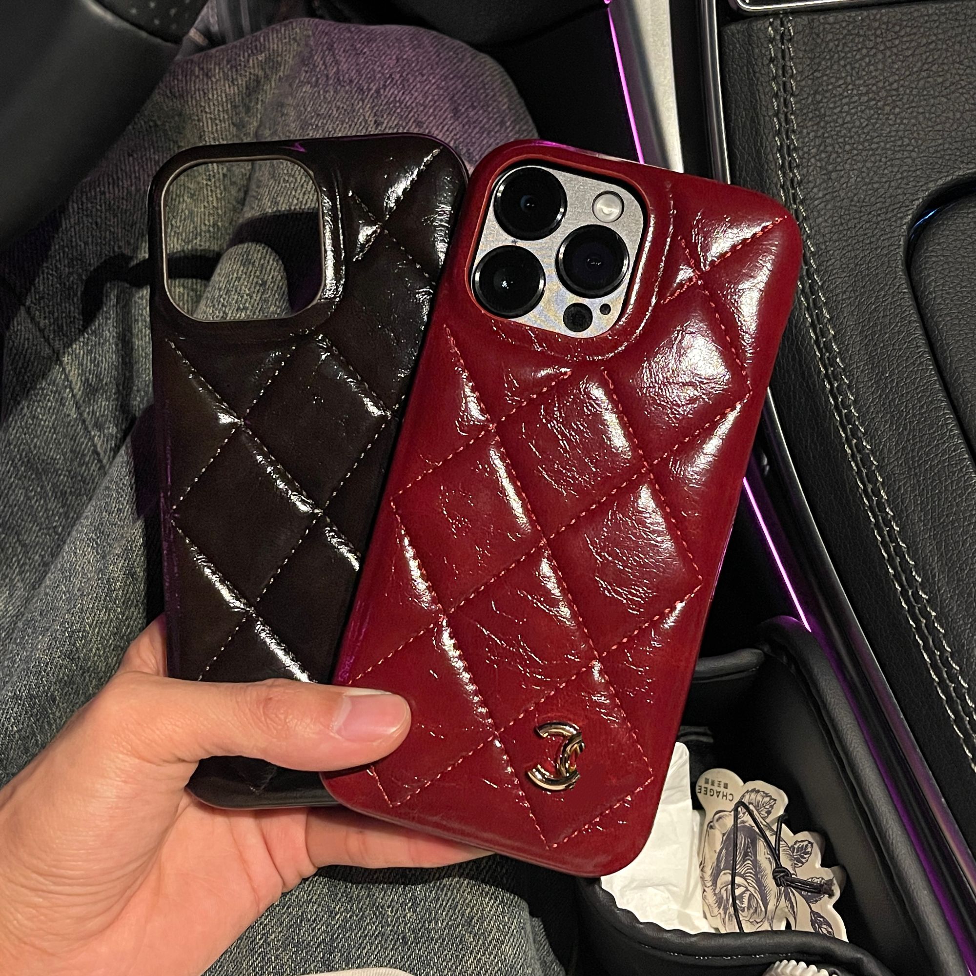 高级感希腊皮纹菱格适用于iPhone16promax手机壳苹果15promax半包