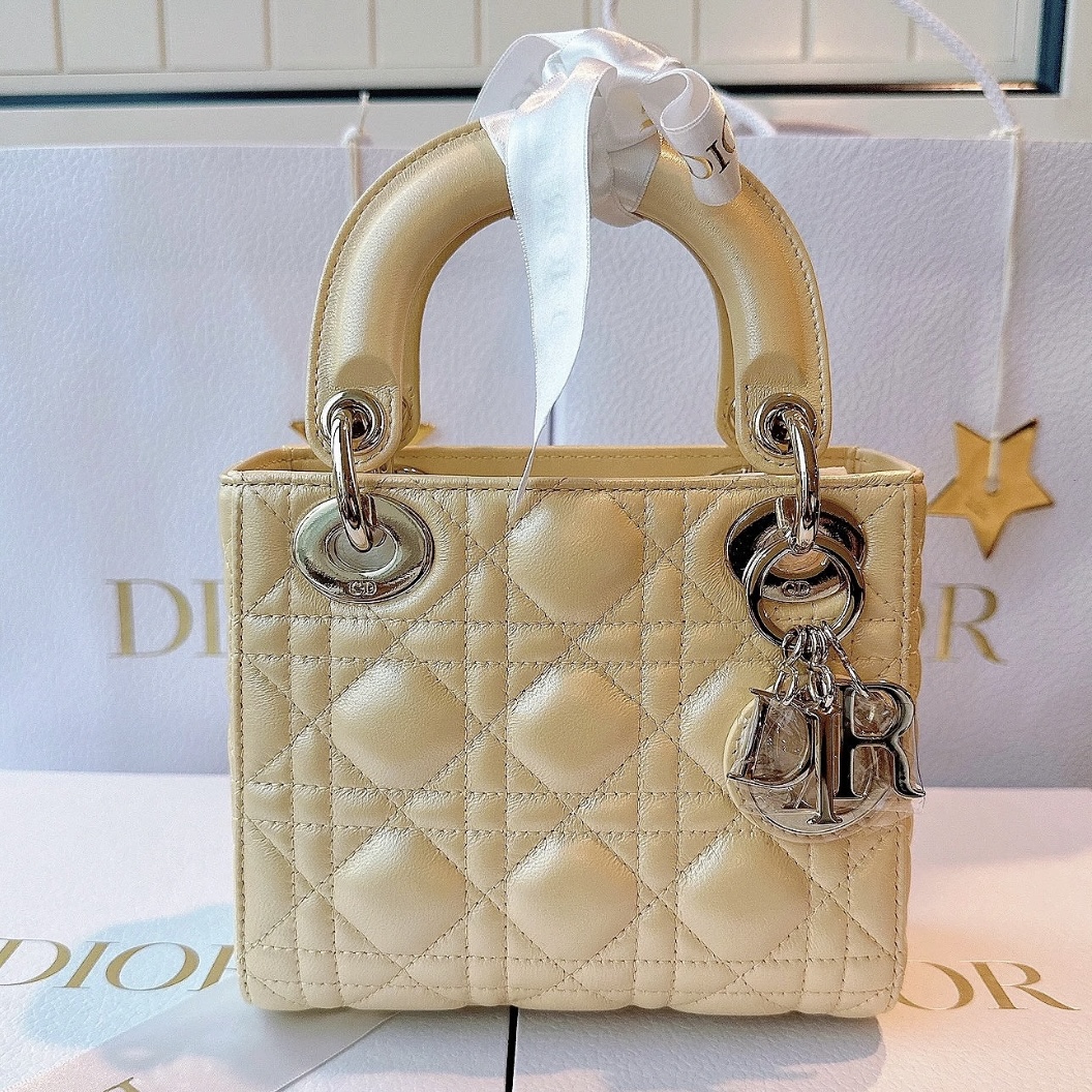 99新 DIOR/迪奥 Dior戴妃三格珠光小鸡黄时尚包/AM8632代卖服务