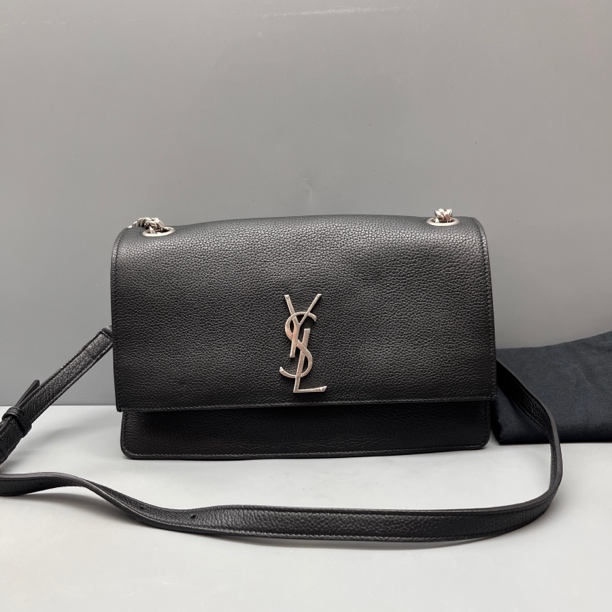 95新 YSL/圣罗兰 黑色荔枝纹日落系列链条包 尺寸26*16 SV18658