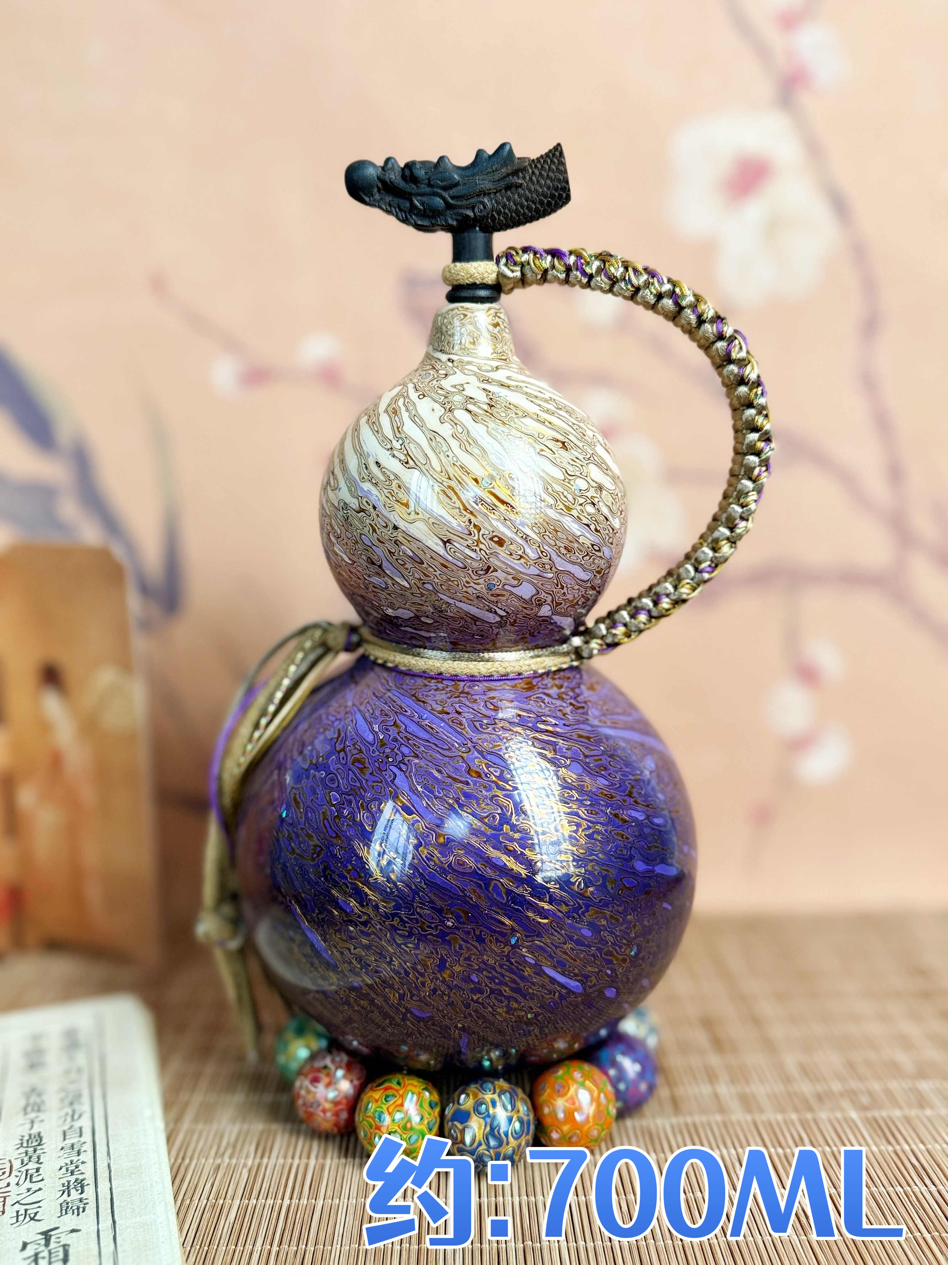 031纯手工非遗工艺大漆酒葫芦蓝白渐变精美款式