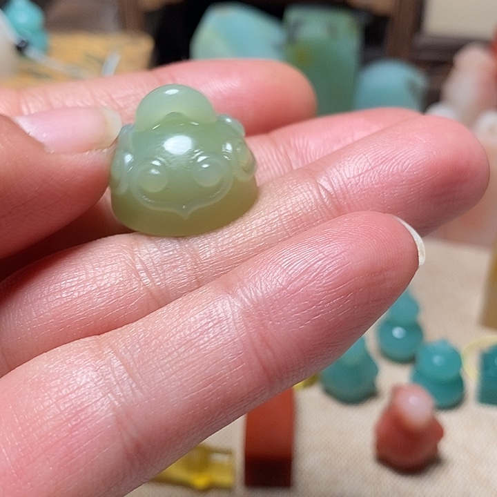 玄***明昌化石印石梅子青秤砣